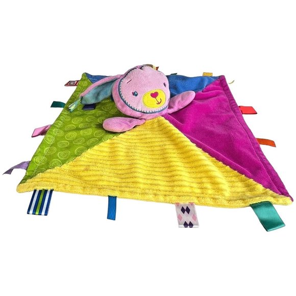 Taggies Bunny Rabbit Lovey Patchkin Pals Pink Plush Security Blanket Toy Sensory - Picture 4 of 13